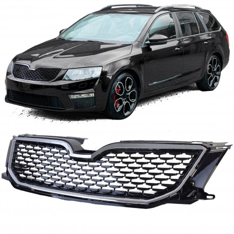 CALANDRE LOOK RS SPORT NOIRE ET CHROME POUR SKODA OCTAVIA 5E 2012-2017 (05983)