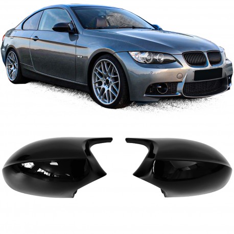 COQUES DE RETROVISEURS NOIRES BRILLANTES LIGNE PACK M POUR BMW SERIE 3 E92 E93  (06000)