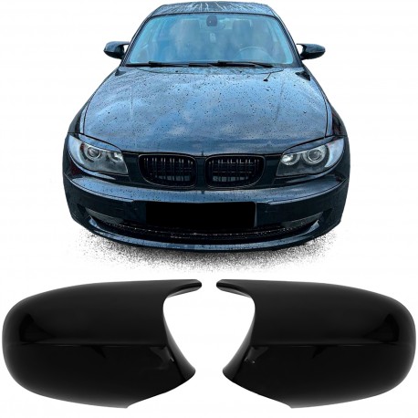 COQUES DE RETROVISEURS NOIRES BRILLANTES LIGNE PACK M POUR BMW SERIE 1 LCI E81 E82 E87 E88  (06003)