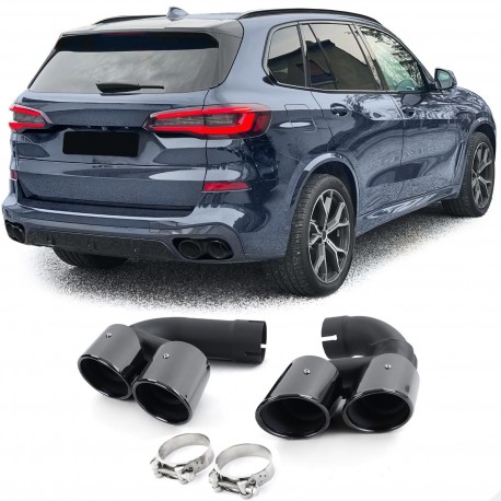 2 DOUBLES SORTIES ECHAPPEMENT NOIR SPORT PACK M BMW X5 G15 X6 G06 40i (06027)